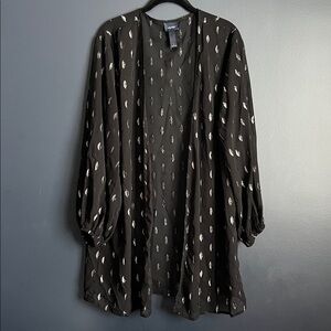 Black Sheer Kimono with Silver Accents